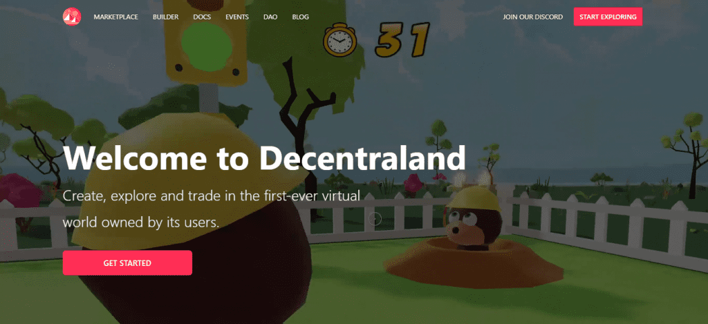 Decentraland homepage MANA metaverse crypto to invest
