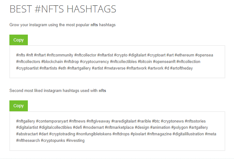 NFT hashtags to promote your nft on instagram