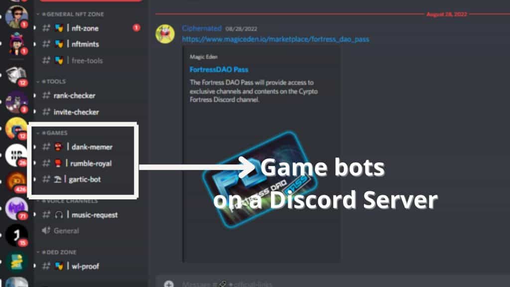 Game bots to use on NFT servers in Discord