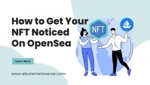 a graphic with two people exchanging nft and opensea to with a bold text saying how to get your nft notices on opensea