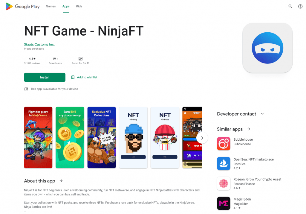 Ninjaft nft creator for android app