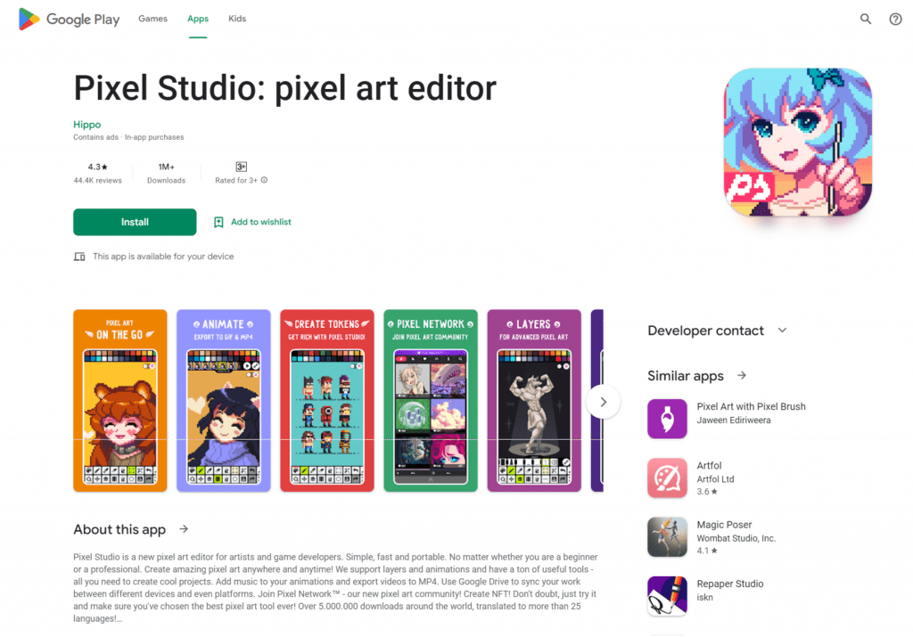 pixel studio app for creating nfts on android