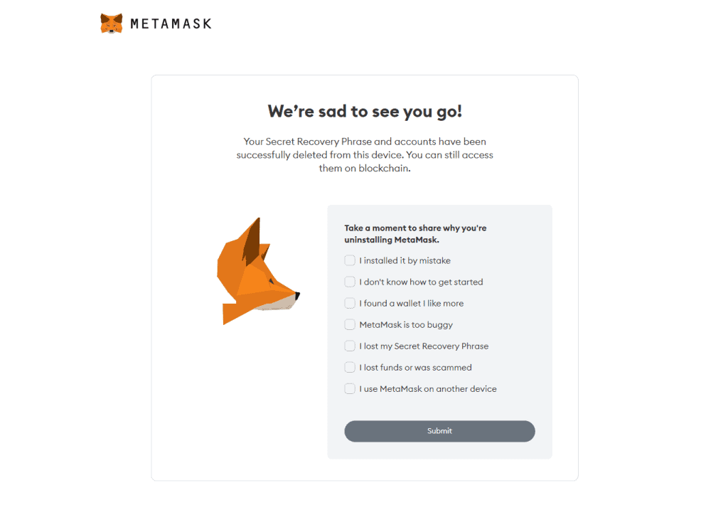 what happens if you remove metamask