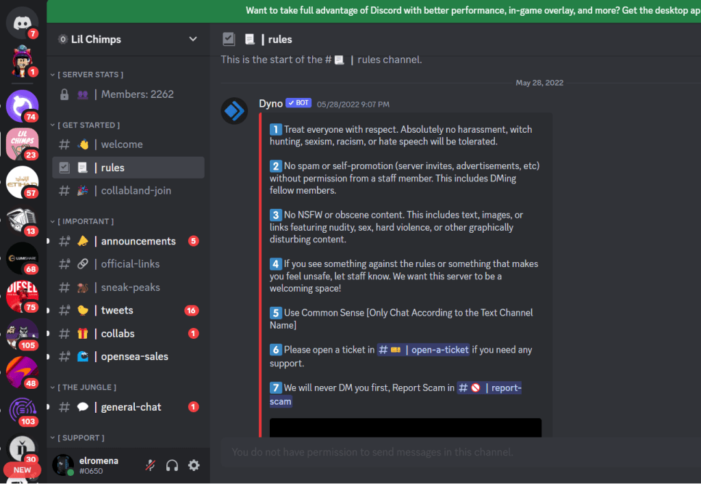 another NFT discord server rules example