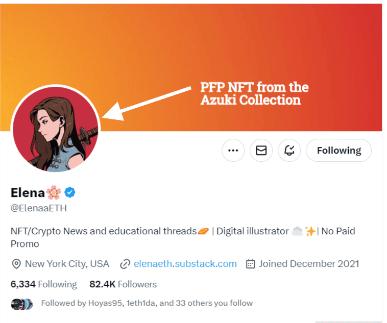 example of a pfp nft on twitter