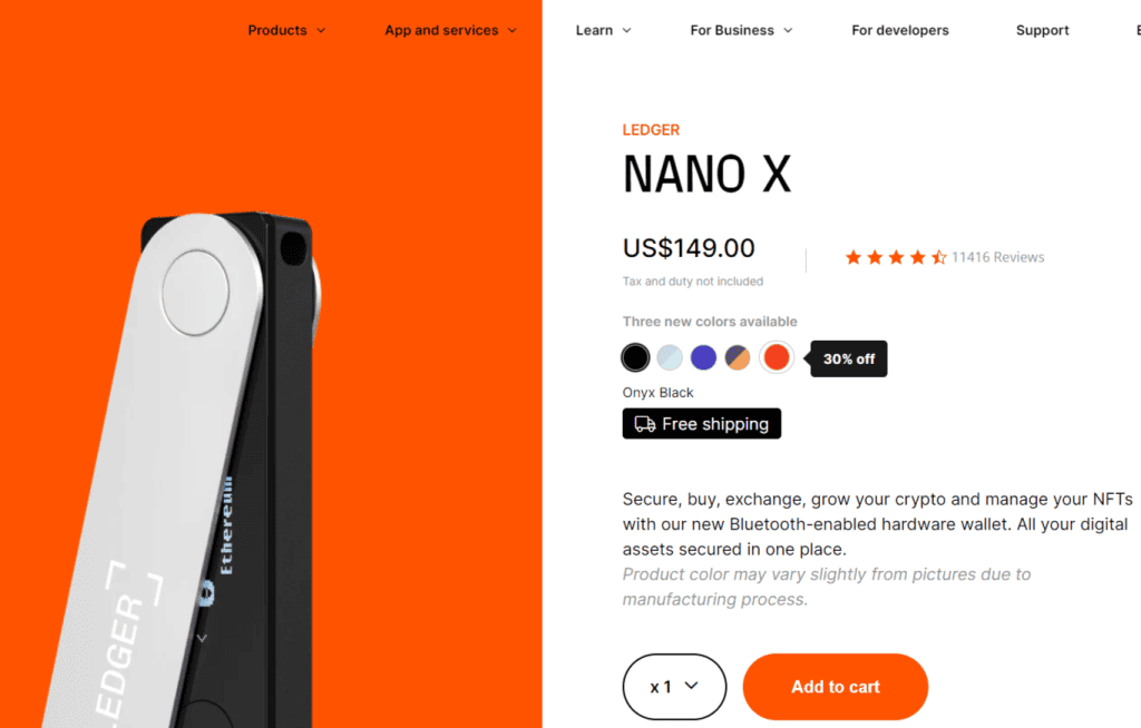Ledger Nano X hardware wallet price