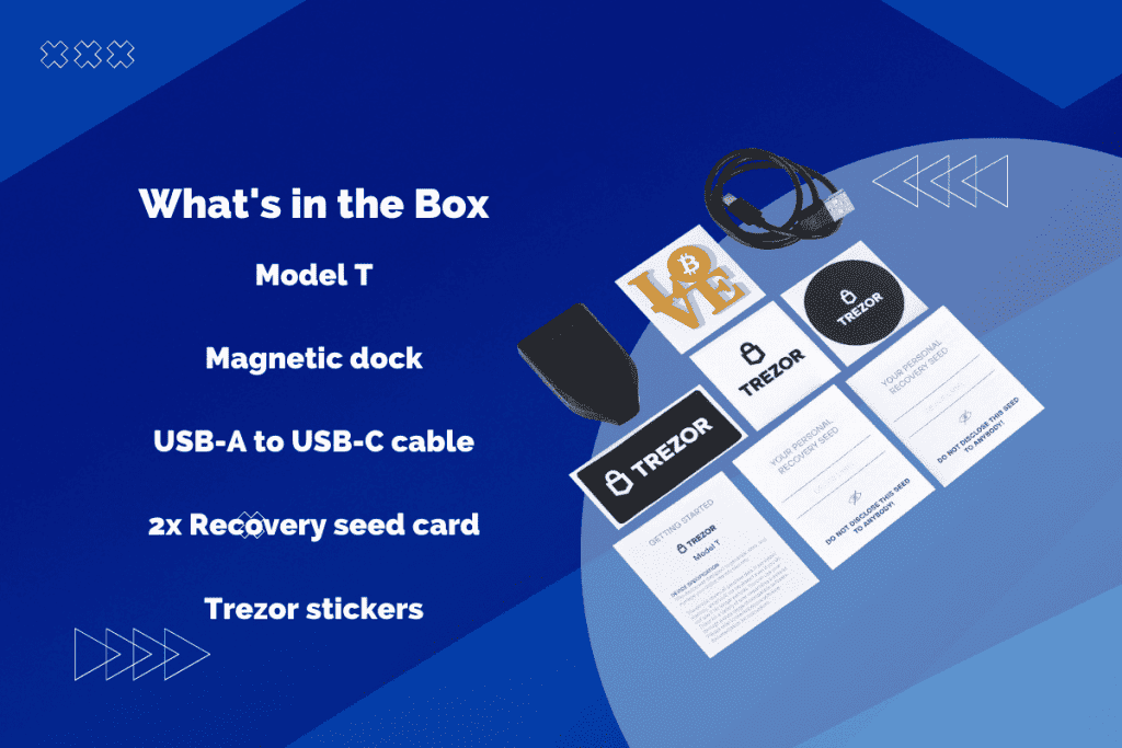 The contents of the trezor model t box