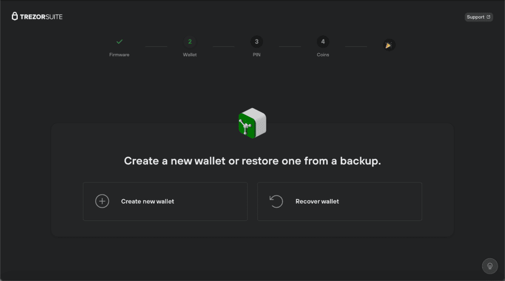 how to create wallet on trezor model one