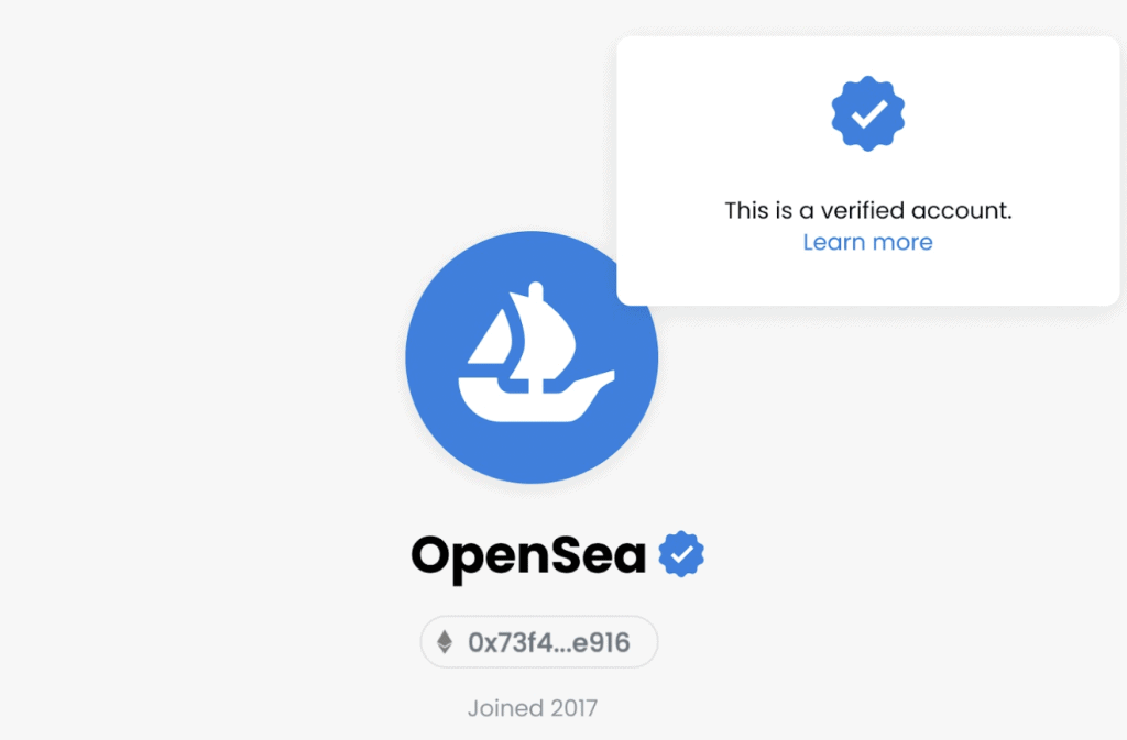 example of a verified account on opensea
