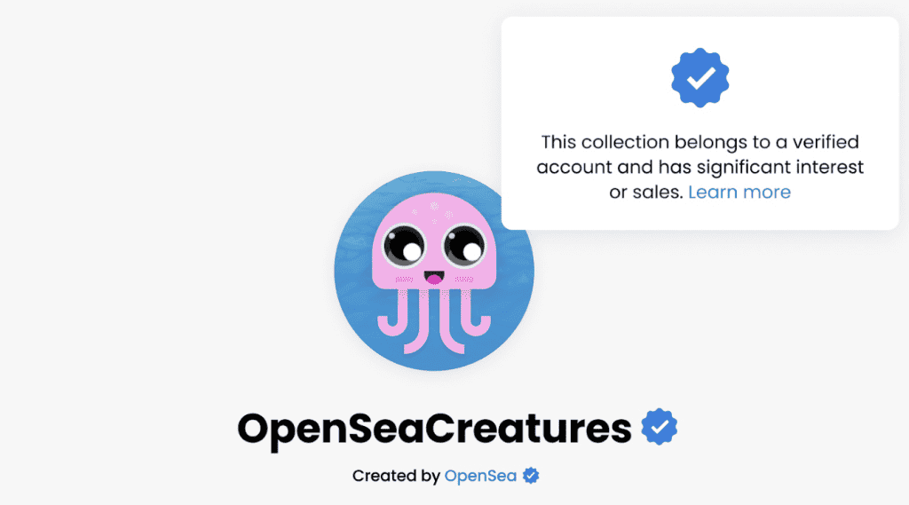 example of a verified collection on opensea