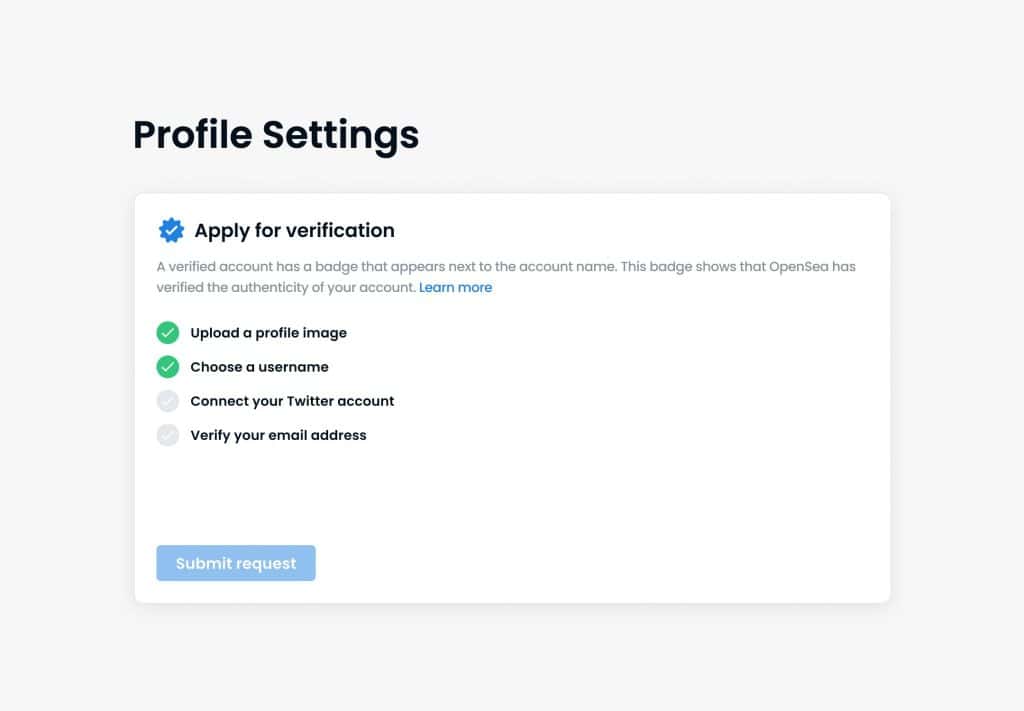 checklist for account verification on opensea
